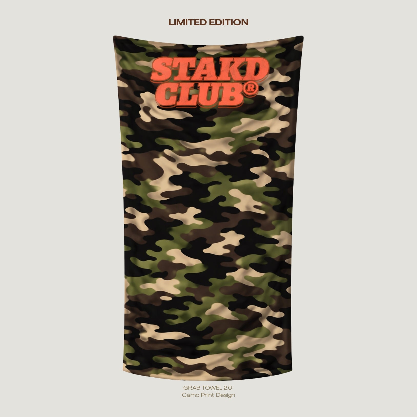 PRE-SALE - XL CAMO GRAB TOWEL 2.0 STAKD CLUB