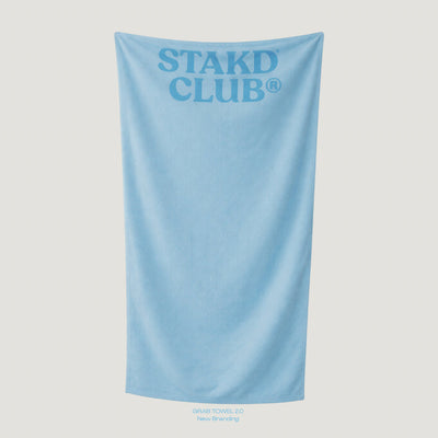 STAKD CLUB Baby Blue Grab Towel 2.0 - 2-in-1 hooded gym towel that converts into a bag