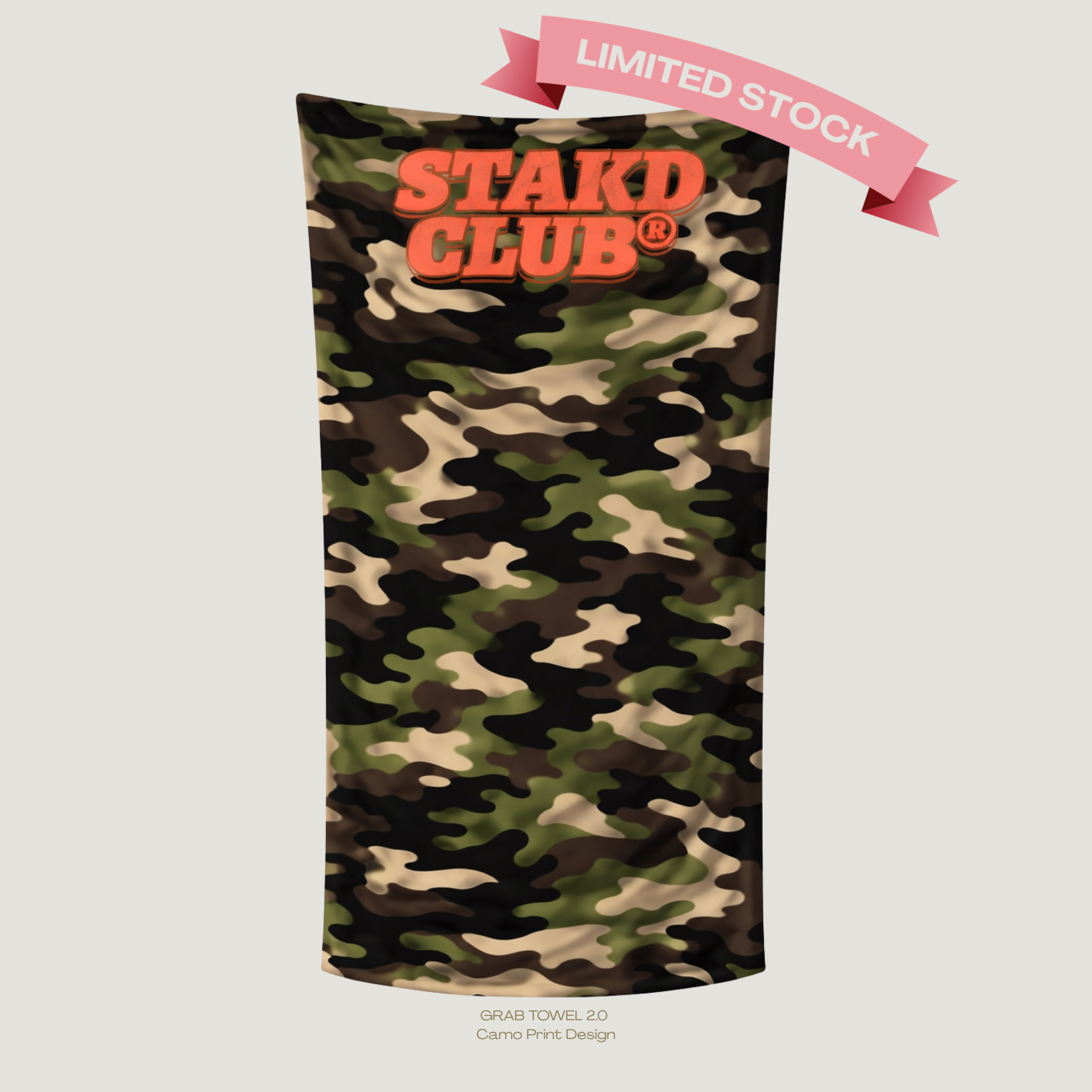 PRE-SALE - XL CAMO GRAB TOWEL 2.0 STAKD CLUB