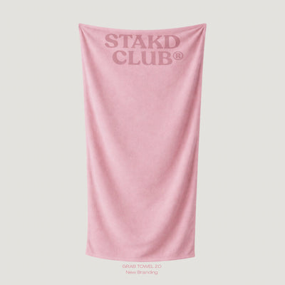 STAKD CLUB Pink Grab Towel 2.0 - 2-in-1 hooded gym towel that converts into a bag