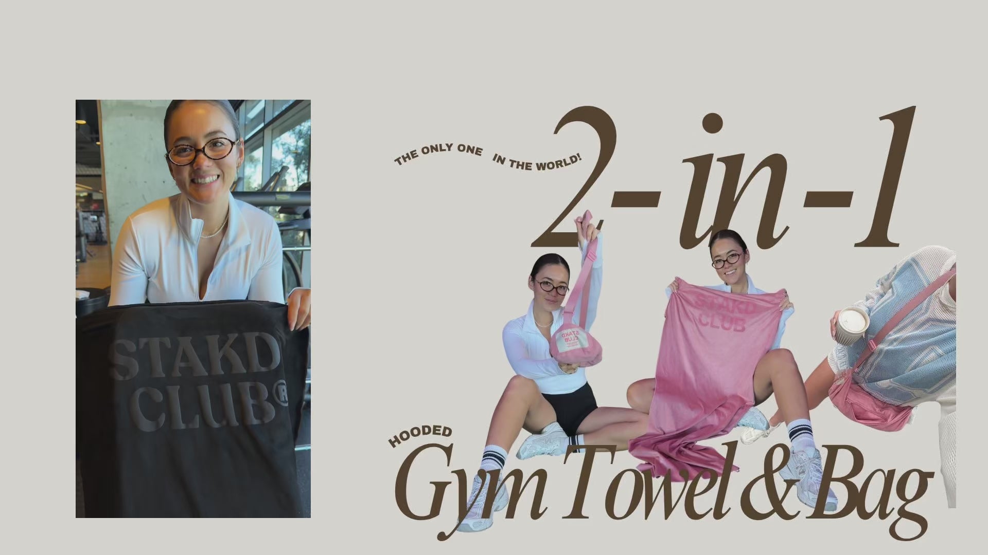 Load video: the towel that flips into a bag. It’s a hooded gym towel.